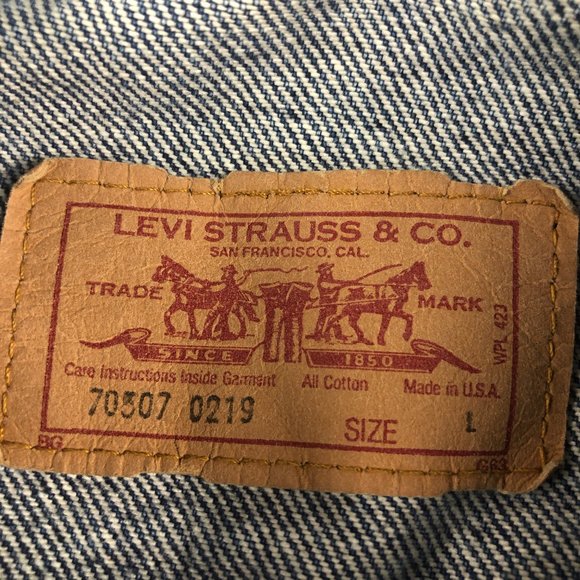 VTG 80s Levi's Jean Jacket Adult Large Blue Acid Wash Trucker Faded Denim USA - Picture 9 of 16
